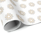 Vrolijk kerstgoud & zilveren ster, wit motief cadeaupapier (Rol Hoek)
