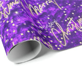 Vrolijk kerstgouden script met de naam Blauw Roze Cadeaupapier (Rol Hoek)