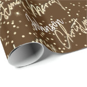 Vrolijk kerstgouden script met de naam Chocolade Cadeaupapier (Rol Hoek)