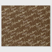 Vrolijk kerstgouden script uit naam van Brown Cadeaupapier (Vlak)
