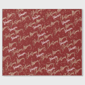 Vrolijk kerstgouden script uit naam van Burgundy Cadeaupapier (Vlak)