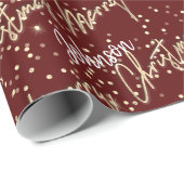 Vrolijk kerstgouden script uit naam van Burgundy Cadeaupapier (Rol Hoek)