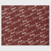 Vrolijk kerstgouden script van naam Maroon Red Cadeaupapier (Vlak)