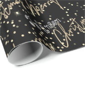 Vrolijk kerstgouden script, zwart cadeaupapier (Rol Hoek)