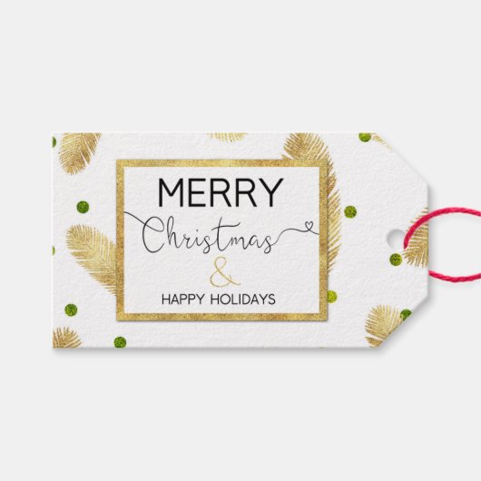 Vrolijk kerstgoudglitterscript - Label met cadeau Cadeaulabel (Voorkant (Horizontaal))