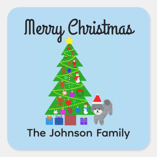 Vrolijk kerstgrijs kerstfeest #5 Trekkers Vierkante Sticker (Voorkant)