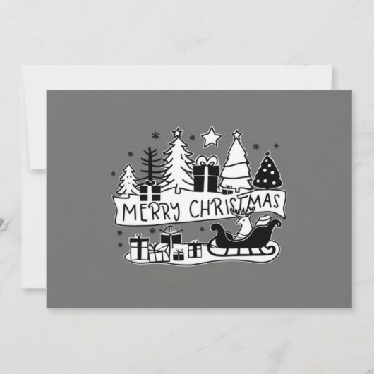 Vrolijk kerstgrijs kerstkaartje feestdagenkaart (Voorkant)