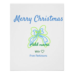 Vrolijk kerstgroen blauw boeg voeg familienaam tek perfect poster