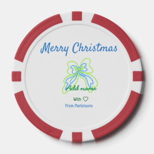 Vrolijk kerstgroen blauw boeg voeg familienaam tek poker chips