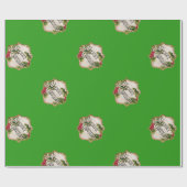 Vrolijk kerstgroen cadeaupapier (Vlak)