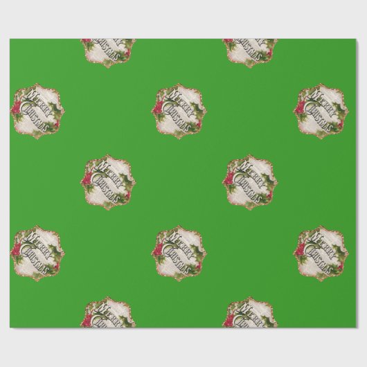 Vrolijk kerstgroen  cadeaupapier (Vlak)