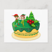 Vrolijk kerstgroen, dansen op een Cake Briefkaart (Voorkant)