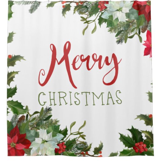 Vrolijk kerstgroen douchegordijn (Voorkant)