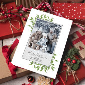 Vrolijk kerstgroen Elegant winterblad Feestdagenkaart