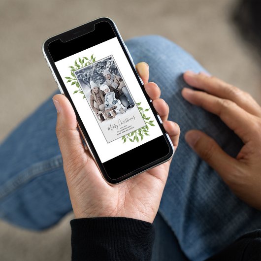 Vrolijk kerstgroen Elegant winterblad Feestdagenkaart