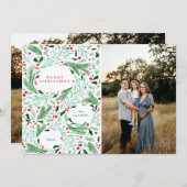 Vrolijk Kerstgroen en Berrie Holiday Design Feestdagenkaart (Voorkant / Achterkant)