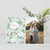Vrolijk Kerstgroen en Berrie Holiday Design Feestdagenkaart (Staand voorkant)