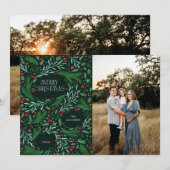 Vrolijk Kerstgroen en Berrie Holiday Design Feestdagenkaart (Voorkant / Achterkant)