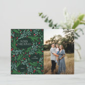 Vrolijk Kerstgroen en Berrie Holiday Design Feestdagenkaart (Staand voorkant)