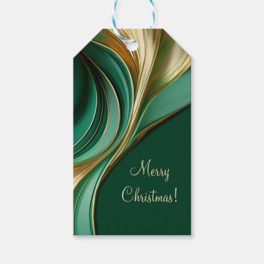 Vrolijk kerstgroen en goud abstract ontwerp- cadeaulabel (Voorkant)