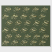 Vrolijk kerstgroen en goud elegant script cadeaupapier (Vlak)