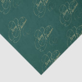 Vrolijk kerstgroen en goud elegant script tissuepapier (Detail)