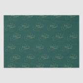 Vrolijk kerstgroen en goud elegant script tissuepapier (Voorkant)