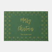 Vrolijk kerstgroen en gouden scriptnaam deurmat (Voorkant)