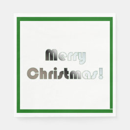 Vrolijk kerstgroen en wit Napkins Servet