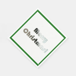 Vrolijk kerstgroen en wit Napkins Servet