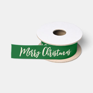 Vrolijk kerstgroen en wit traditioneel satijnen lint