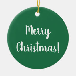 Vrolijk kerstgroen en witte typografie Festive Keramisch Ornament