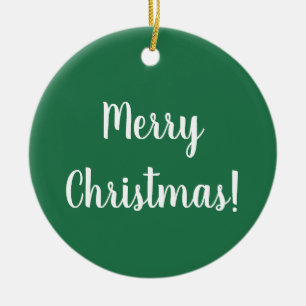 Vrolijk kerstgroen en witte typografie Festive Keramisch Ornament