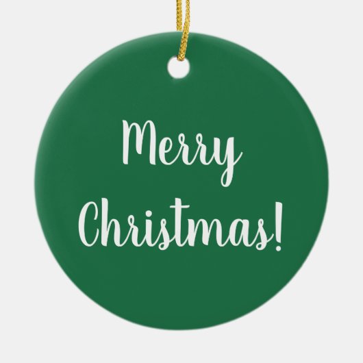 Vrolijk kerstgroen en witte typografie Festive Keramisch Ornament (Voorkant)