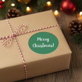 Vrolijk kerstgroen en witte typografie Festive Ronde Sticker