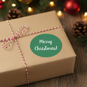 Vrolijk kerstgroen en witte typografie Festive Ronde Sticker