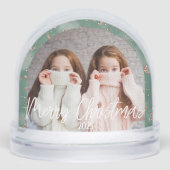 Vrolijk kerstgroen gepersonaliseerde foto sneeuwbol (Voorkant)