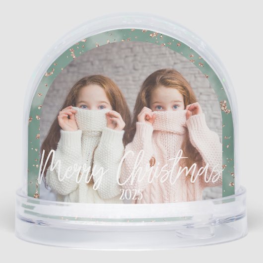 Vrolijk kerstgroen gepersonaliseerde foto sneeuwbol (Achterkant)