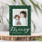 Vrolijk Kerstgroen gestikte foto afdrukken Feestdagenkaart