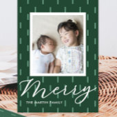 Vrolijk Kerstgroen gestikte foto afdrukken Feestdagenkaart