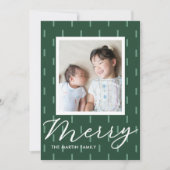 Vrolijk Kerstgroen gestikte foto afdrukken Feestdagenkaart (Voorkant)