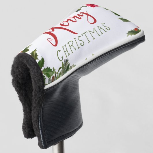 Vrolijk kerstgroen golfheadcover (3/4 voorkant)