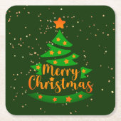 Vrolijk kerstgroen - gouden Oranje sterren Kartonnen Onderzetters (Voorkant)