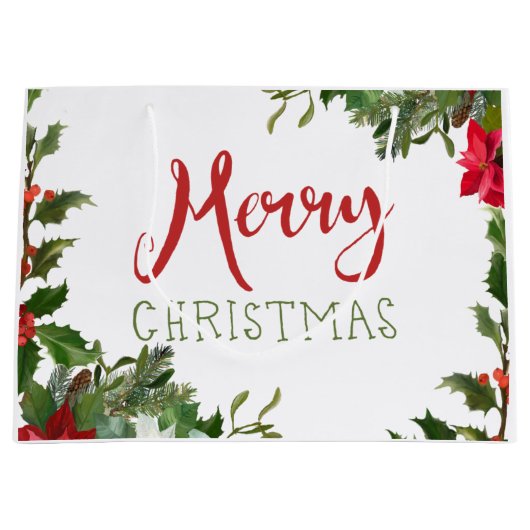 Vrolijk kerstgroen groot cadeauzakje (Voorkant)