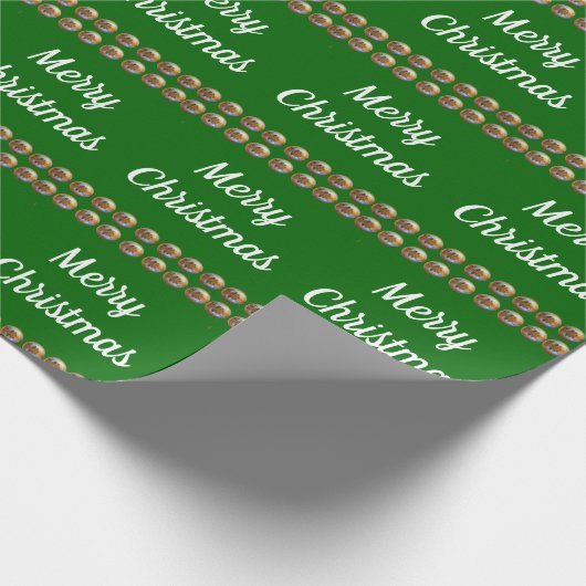 Vrolijk kerstgroen inpakpapier (Hoek)