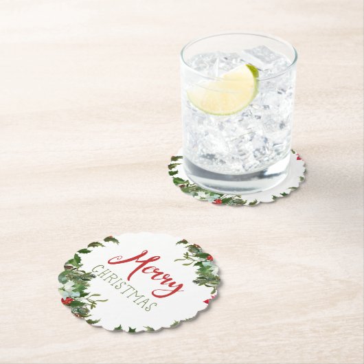 Vrolijk kerstgroen kartonnen onderzetters (Insitu)