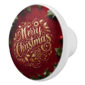 Vrolijk kerstgroen keramische knop (Rechts)