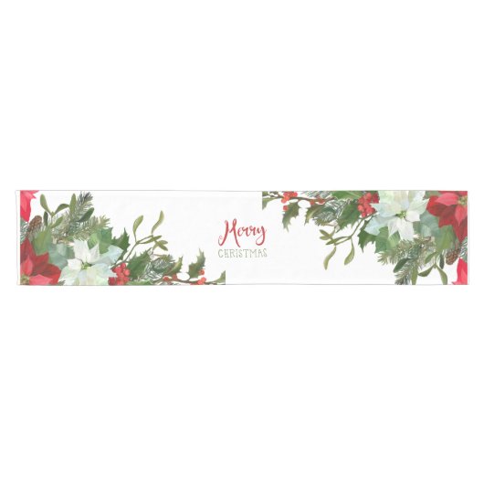 Vrolijk kerstgroen korte tafelloper (Horizontaal)