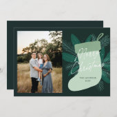 Vrolijk kerstgroen kous feestdagenkaart (Voorkant / Achterkant)