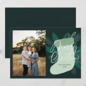 Vrolijk kerstgroen kous feestdagenkaart (Voorkant / Achterkant)